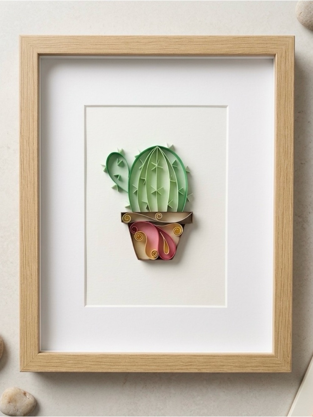 Handmade Framed Quilling Art - Cactus